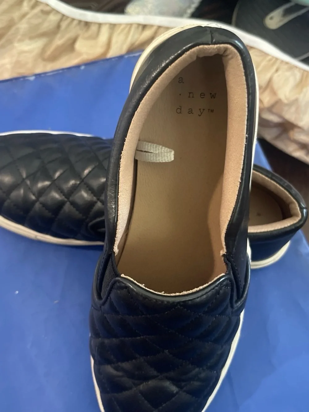 a new day Black Quilted Slip-On Sneakers for Men